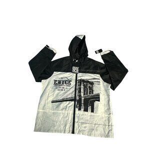 Enyce Jacket Men’s Windbreaker Y2K Zip Up White Black Skater Bridge XXL New